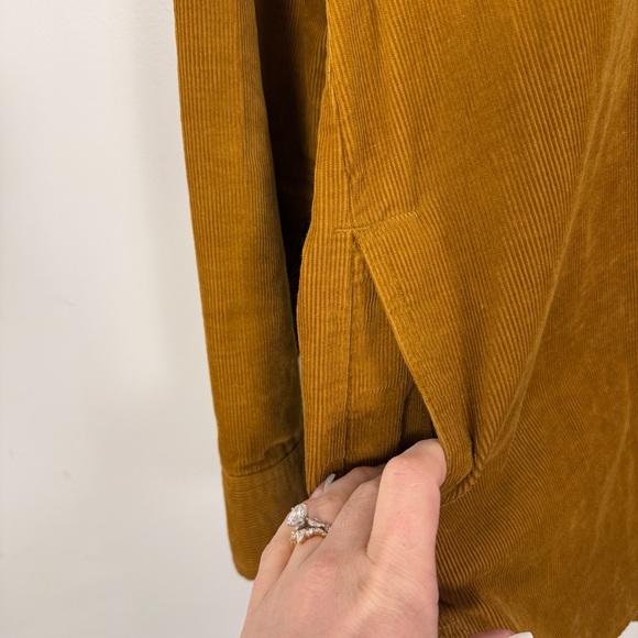 J.Crew Mustard Corduroy Button Front Shirt XS | Fall Cotton Stretch Utility Top - Picture 6 of 9